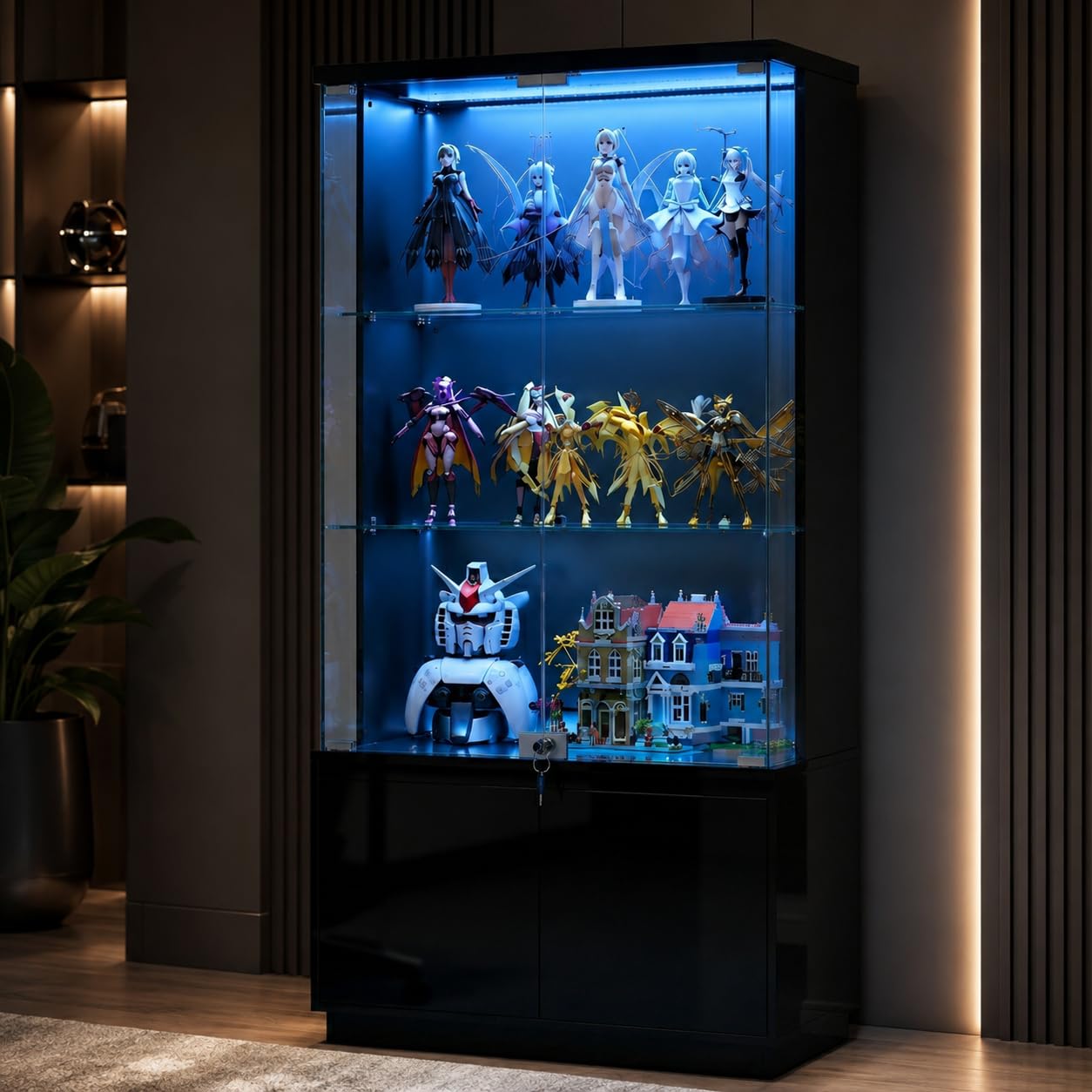 Amazon.co.jp: 森風ShinrinKaze ショーケース 大型ガラスケース 7色LED